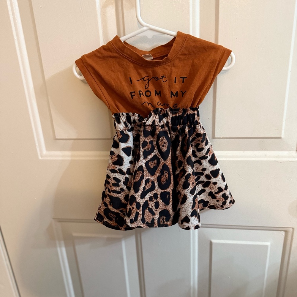 Brown and Leopard Print Baby Dress